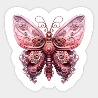 Pink Steampunk Butterfly Sticker